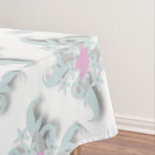 Nappe Dove rose avec Fleurs et Fronds en argent (In Situ)