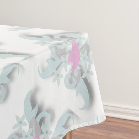 Nappe Dove rose avec Fleurs et Fronds en argent (In Situ)