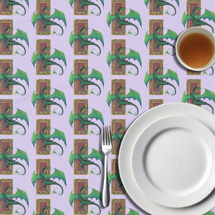 Nappe Dragon Celtique Vert Motif Noué Fantastique Violet