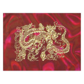 Nappe Dragon d'or embouti sur papier satin rouge (Devant (Horizontal))