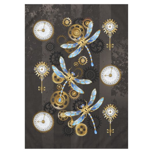 Nappe Dragonflies de Steampunk sur arrière - plan rayé b (Devant)