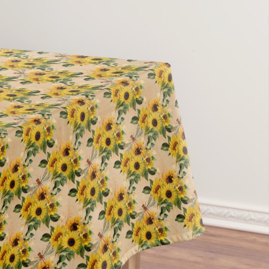 Nappe Dragonlies de bouquet de tournesol jaune vintage (In Situ)