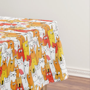 Nappe Drôle Cartoon Cats Group Doodle