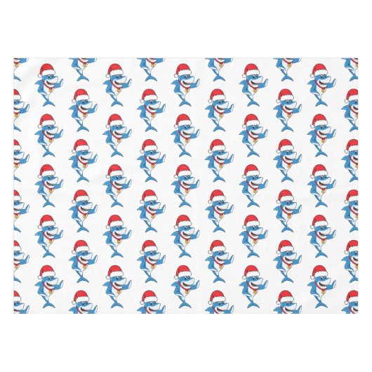 Nappe Drôle dessin animé de requin de Noël (Devant (Horizontal))
