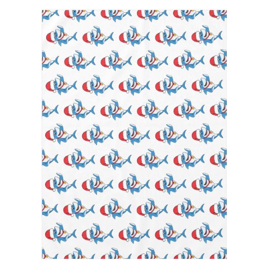 Nappe Drôle dessin animé de requin de Noël (Devant)