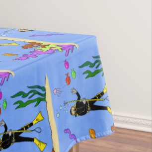 Nappe Drôle plongeur et poisson mer créatures dessin ani