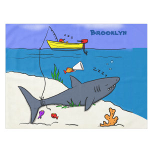 Nappe Drôle requin couché et dessin animé de pêche
