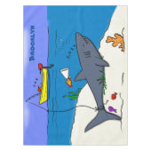 Nappe Drôle requin couché et dessin animé de pêche (Devant)