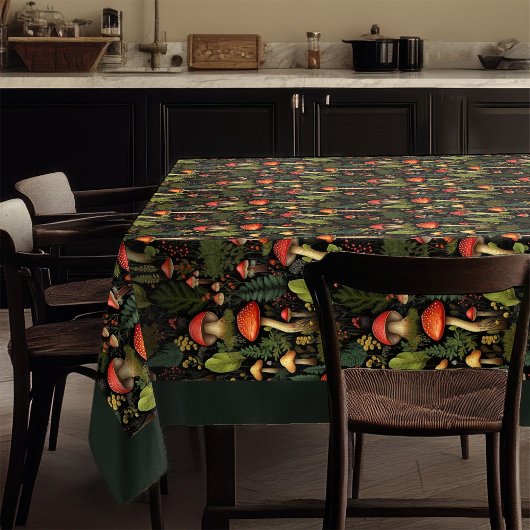 Nappe Earthy Tones Tablecloth Mushrooms & Wildflowers