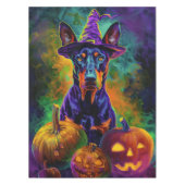 Nappe Éffrayant Doberman Chien Halloween sorcière et Cit (Devant)