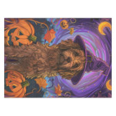 Nappe Éffrayant Goldendoodle Chien Halloween Citrouille  (Devant (Horizontal))