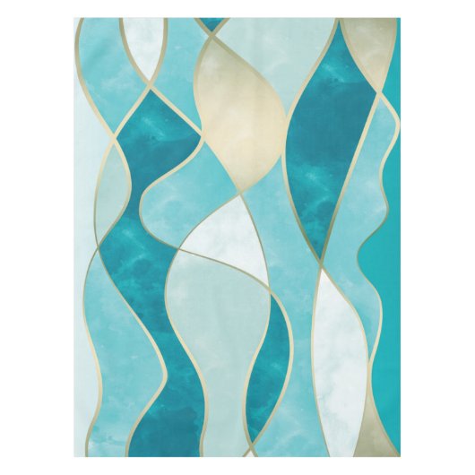 Nappe Elegant Abstract Gold Waves & Teal Marble Grunge | (Devant)