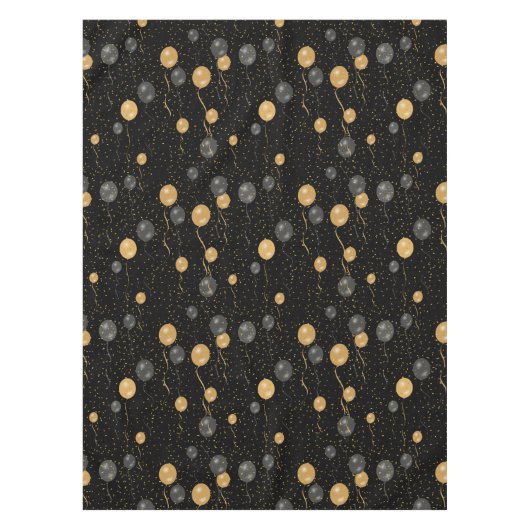 Nappe Élégant Ballons Noir & Or (Devant)