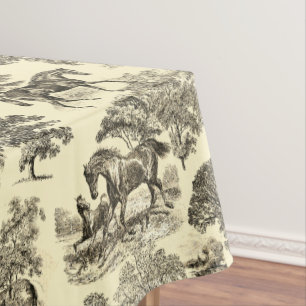 Nappe Elégant Beige Rustique Horses Toile