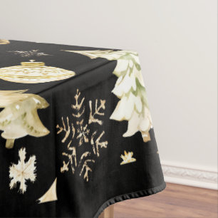 Nappe Élégant Black Gold Snowflakes Christmas Tree Balls