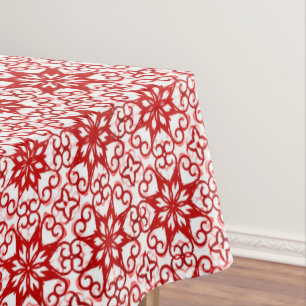 Nappe Élégant blanc rouge hiver Damask Star Motif Noël