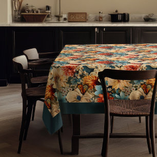 Nappe Élégant Boho coloré fleurs sauvages et papillons