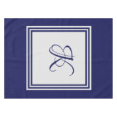 Nappe Élégant carré gris bleu motif monogramme initial (Devant (Horizontal))