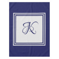 Élégant carré gris bleu motif monogramme initial