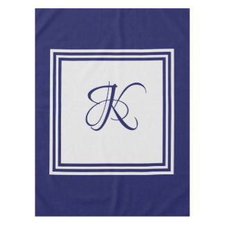 Nappe Élégant carré gris bleu motif monogramme initial