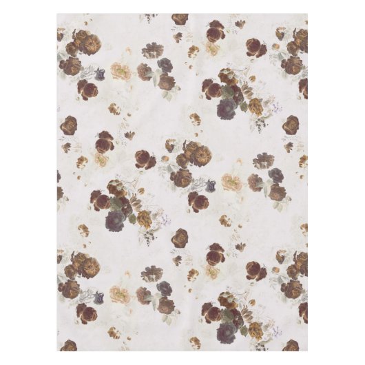 Nappe Elégant chic Beige Brown Rose Floral Toile (Devant)