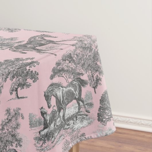 Nappe Elégant Chic Grey Rose Rustique Horses Toile (In Situ)
