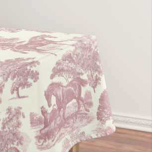 Nappe Elégant Chic Rose Rustique Horses Toile