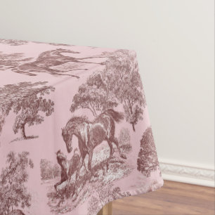Nappe Elégant Chic Rose Rustique Horses Toile