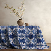 Nappe Élégant damassé Bleu toile de jouy monogramme