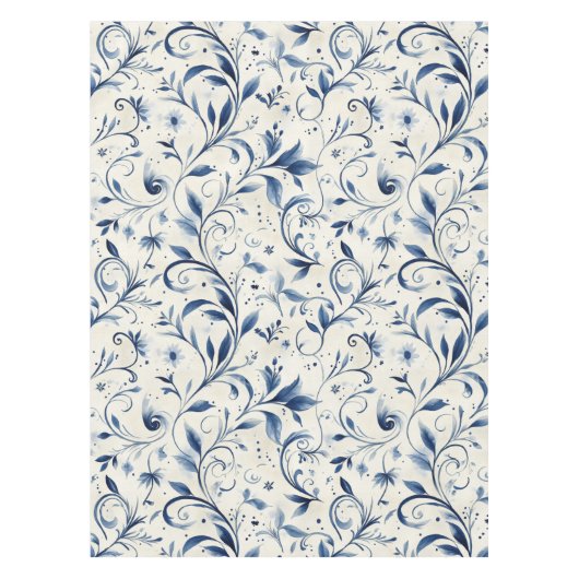 Nappe Élégant Feuilles Blue Paisley - Arrière - plan bla (Devant)