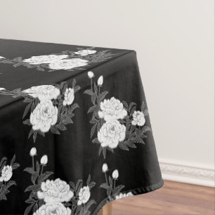 Nappe Élégant floral mariage noir et blanc / Occasion