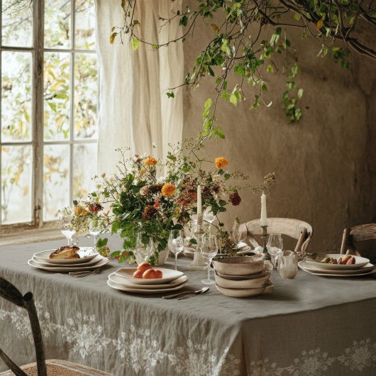 Nappe Élégant floral taupe 