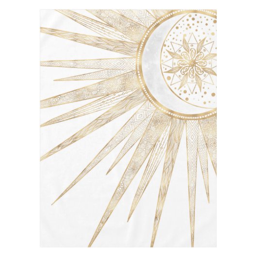 Nappe Elegant Gold Doodles Sun Moon Mandala Design (Devant)