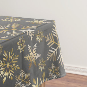 Nappe Élégant Golden Snowflakes Grey Christmas