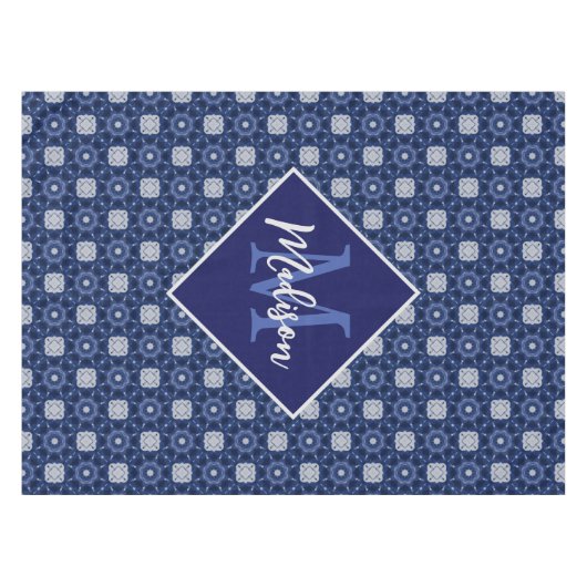 Nappe Élégant gris bleu gris initial monogrammé (Devant (Horizontal))
