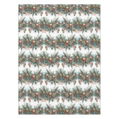 Nappe Elégant jardin de Noël vert sur blanc (Devant)