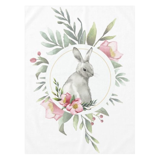 Nappe Elégant lapin de Pâques Floral (Devant)