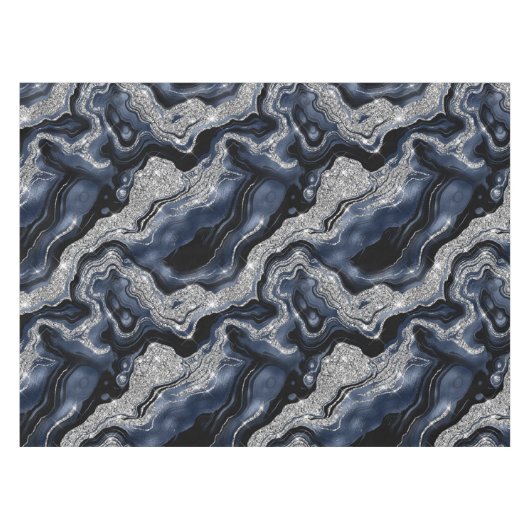 Nappe Elégant Marine Blue & Silver Parties scintillant A (Devant (Horizontal))