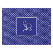 Nappe Elégant Marocain damassé marine Monogramme bleu (Devant (Horizontal))