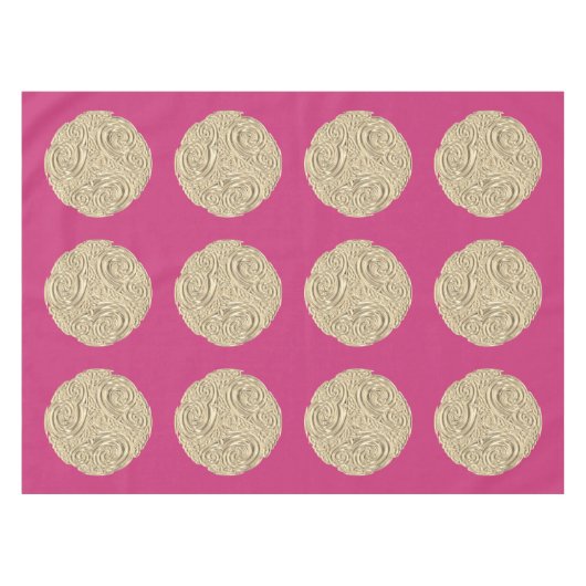 Nappe Elégant médaillon rose fuschia art nouveau or (Devant (Horizontal))