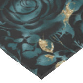 Nappe Élégant modèle floral Turquoise et Rose or (Angle)