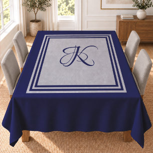 Nappe Élégant Monogramme Géométrique Carré Gris Bleu
