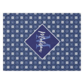 Nappe Élégant Monogramme Initiale Gris Bleu (Devant (Horizontal))