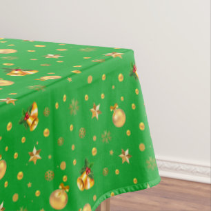 Nappe Élégant Motif de Noël Or sur Vert