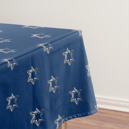 Nappe Elégant Motif étoilé Faux Argent Étoiles Bleu (In Situ)