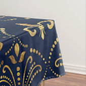 Nappe Élégant motif Fleur de lis - Or et bleu profond (In Situ)