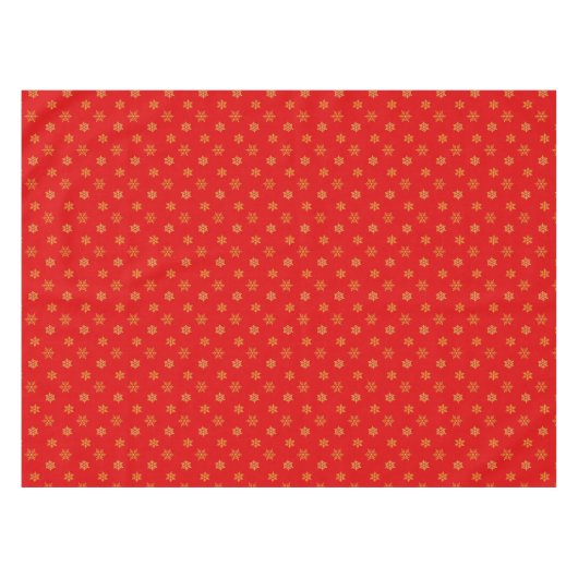 Nappe Élégant Motif Golden Snowflake sur Red (Devant (Horizontal))