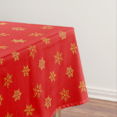 Nappe Élégant Motif Golden Snowflake sur Red (In Situ)