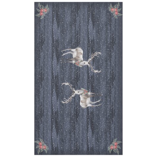 Nappe Élégant Noël aux rennes de neige bleu et gris (Devant)