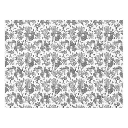 Nappe Elégant noir blanc élégant Français Toile Fox Rabb (Devant (Horizontal))